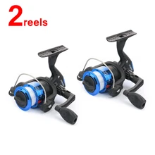 2PCS Small Size Spinning Reel with 40m Fishing Line for Ice Fishing Creek Pond Lake Fishing left / right hand interchangeable