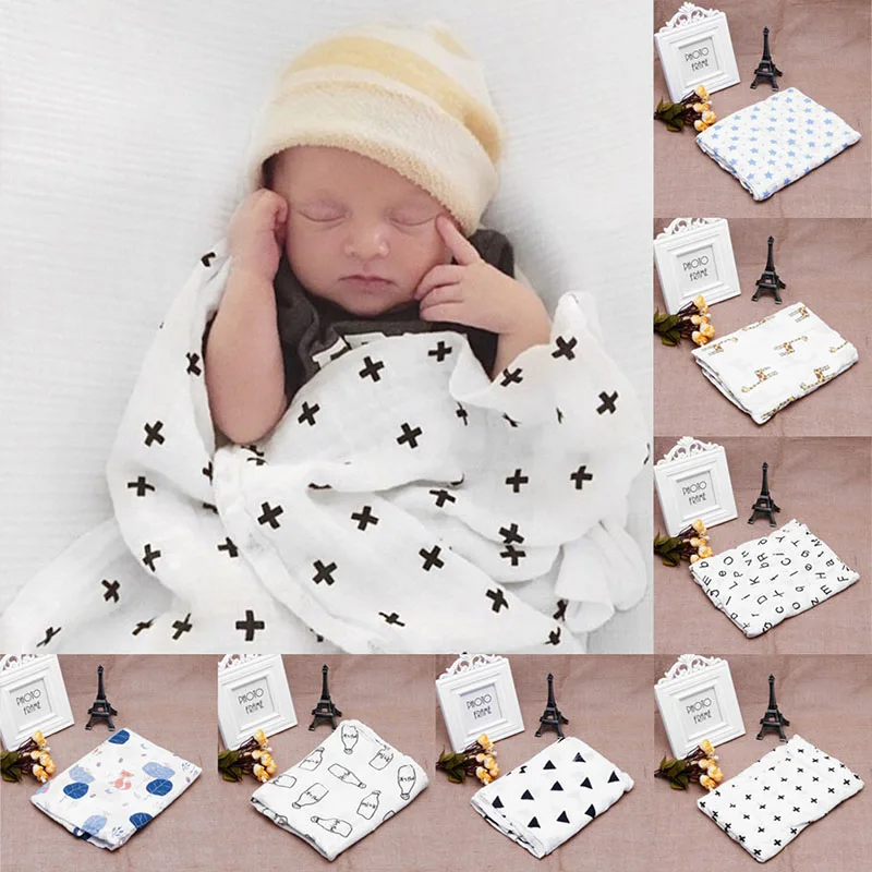 

Soft Muslin Baby Swaddling Blanket Newborn Infant Cotton Swaddle Towel 120x120cm