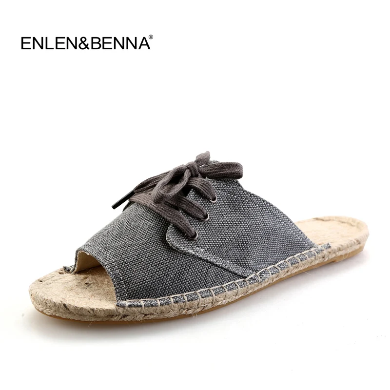 

2018 Summer Canvas shoes Men Fashion Sandals Flip Flops Casual Lace up Breathable Men Sandalias Hombre Beach Slippers For Man