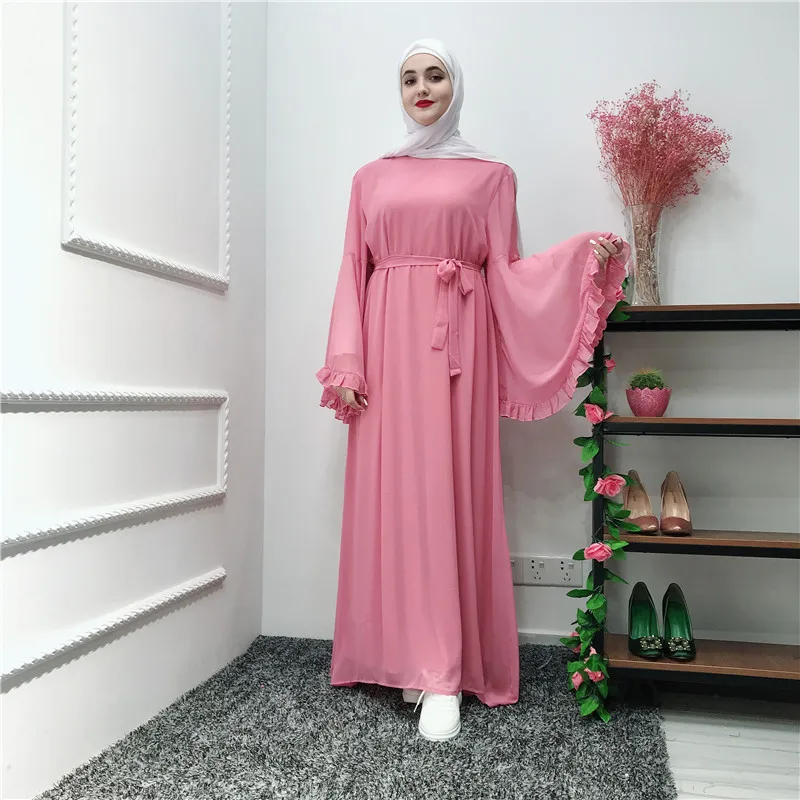 2019 модные женские туфли мусульманских Абаи платье с расклешенными рукавами элегантные Клубные вечерние платье для девочек турецкий