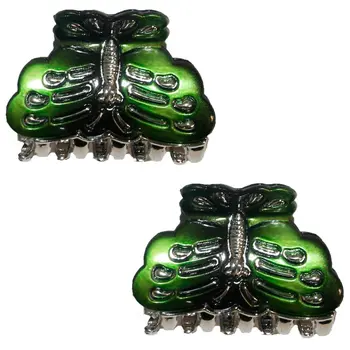 

Pack 2 hair clips butterfly green and silver details