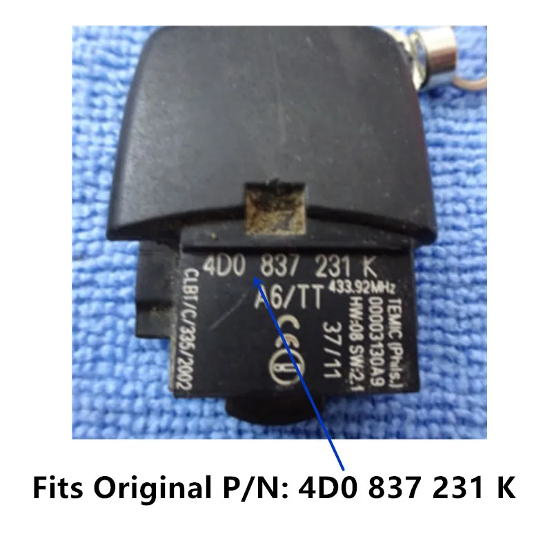 QCONTROL автомобиль дистанционного ключа Upugraded для AUDI 4D0837231K A6 S6 RS6 A8 TT 433,92 МГц 1996-2006 4D0 837 231 K