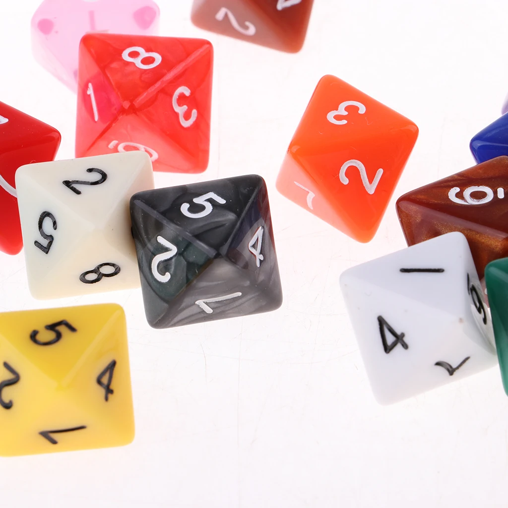 20 Pieces Polyhedral Dice Set for Table Game Kids Math Practice Holiday Party 8/10/12/20 Sided Colorful Dices