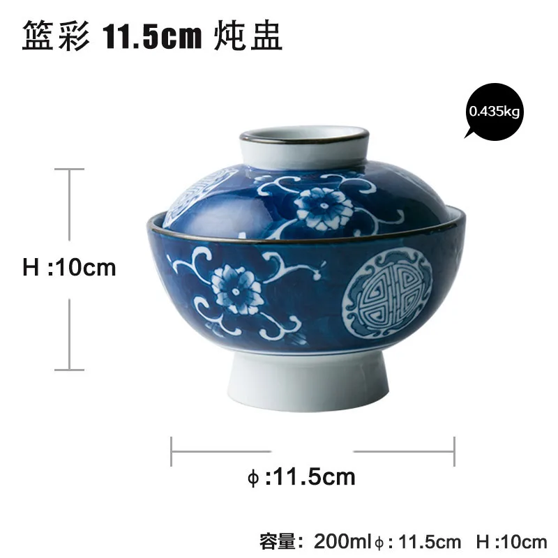 Китайский креативные столовые приборы, расписанный вручную керамический миска с крышкой риса суп с лапшой бытовой чашка для заварки чехол для столовой посуды - Цвет: 11.5cm