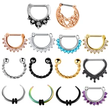 1 шт. 16 г стальные пирсинг носа спиральные пирсинг Nariz перегородка кликер Daith кольца серьги для носа раковины Грач ювелирные изделия для пирсинга тела