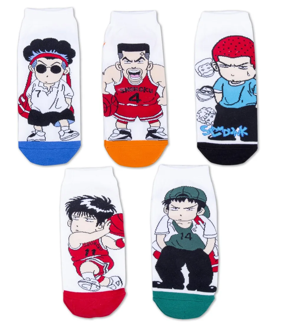 Мужские носки с рисунками из мультфильма Slam Dunk хлопковые по щиколотку новинка