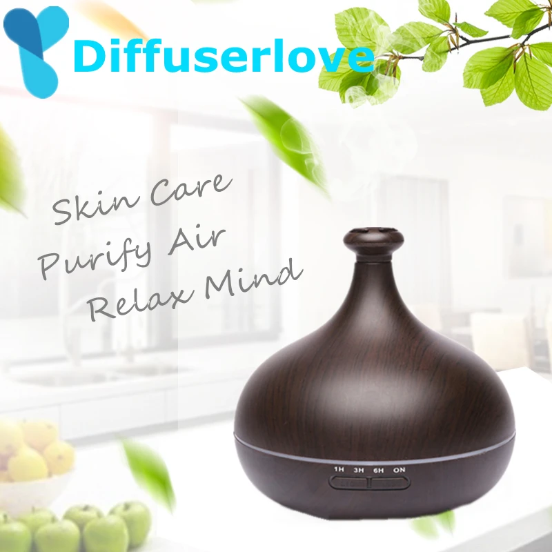 

Diffuserlove 500ml Wood Grain Air Humidifier Aroma diffuser Essential Oil Diffuser Humidificador With 7 Color LED Night Light