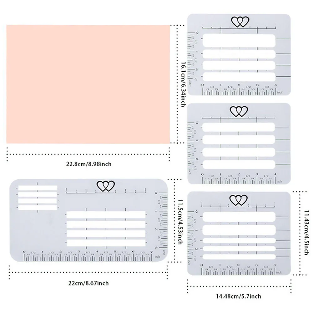 

4Pcs Stencil Set Postcards Transparent Addressing Guide Envelope Notebook Handwriting Practice Templates Rulers Diary Letter