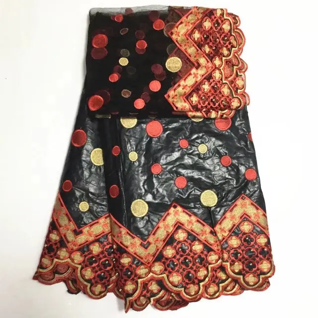 

2018 New Arrival African Bazin Riche Fabric Embroidered French Bazin Riche Getzner Fabric And 2 Yards Mesh Net Lace Fabric