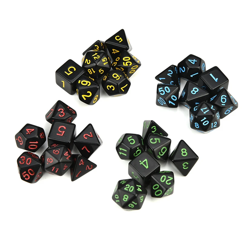 

Dungeons & Dragons Creative TRPG Game Dice 7pcs/Set TRPG Game Polyhedral D4-D20 Multi Sided Acrylic Dice #4NV23