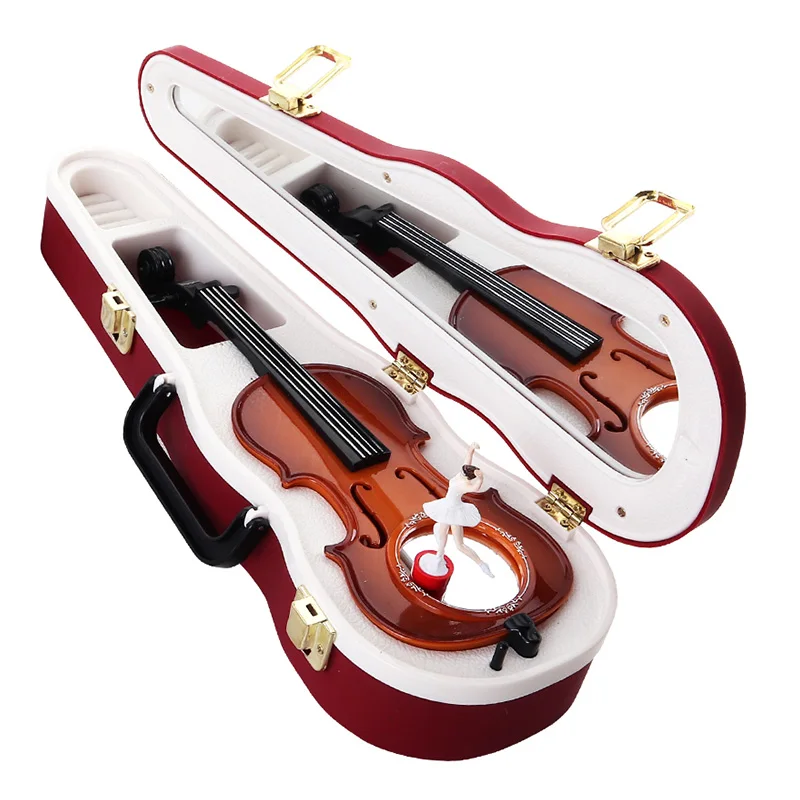 European Musical Instrument Cello Dancing Girl Rotating Music Boxes