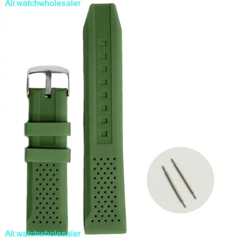20mm Dark Forrest Green Silicone Rubber Ladies Men Watch Band Straps WB1051M20JB