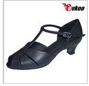 Evkoo/Танцевальная обувь для сальсы, латинских танцев для женщин, каблук 7 см, 3,5 см, удобная обувь из искусственной кожи, цвета хаки, черный, материал Evkoo-057 - Цвет: Черный