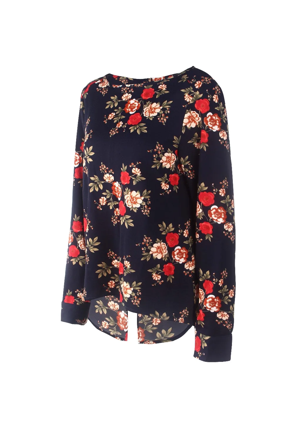 Back Zipper Shirts Women 2018 Loose White Top Femme Ladies Clothes Casual Floral Print Long Sleeve Elegant Blouse Vetements (33)