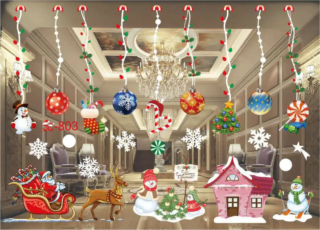 Рождественское украшение оконная стеклянная наклейка s Merry Christmas Санта Клаус снег ПВХ Съемная Наклейка на стену для рождественских домашних наклеек - Цвет: 803