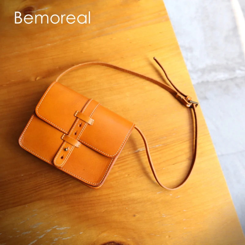 

Bemoreal Messenger Bags Women Genuine Leather Small handmade tanned Cow Shoulder Bag oil wax leather mini hasp Crossbody bag