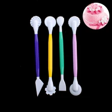 LINSBAYWU 4 шт./компл. помадка торт ручка украшение набор 8 узоров Цветок Sugarcraft Инструменты для моделирования гравировка резка ручки Инструмент