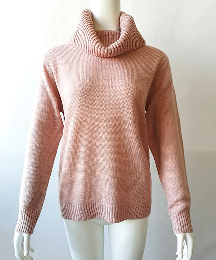 LOGAMI, женские свитера и пуловеры, водолазка, Осень-зима, свитер, Женский Повседневный пуловер, пуловер для женщин - Цвет: Розовый