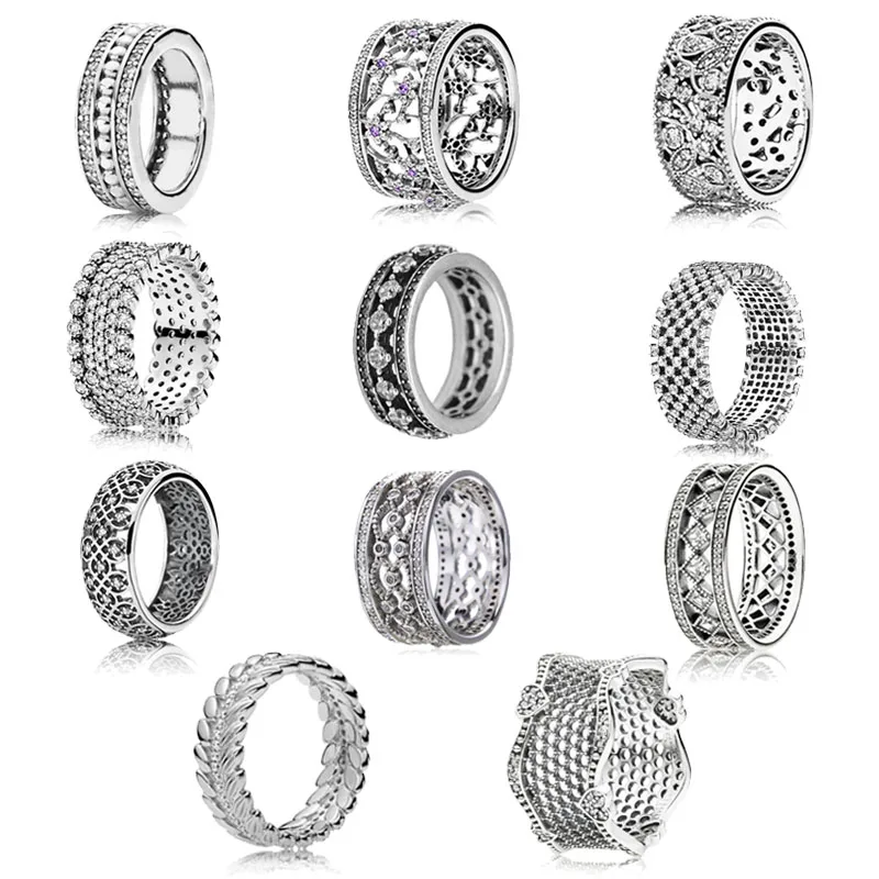 

2019 New Trendy 925 Sterling Silver Flat Mesh Honeycomb Ring For Women Wedding Party DIY Pans Jewelry Birthday Gift
