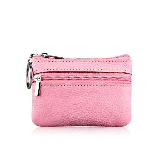 ETya, женский и мужской держатель для ключей, кошелек, модный кожаный брелок для ключей, сумка, кошелек для карт, кошелек, держатель, на молнии, чехол - Цвет: Pink