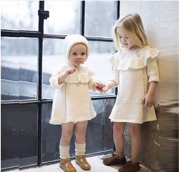 

2016 new spring clothing autumn baby boys and girls 100% cotton Hand made knit girl princess dress Free shipping 1-5 years