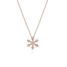 ANI 18K Rose Gold (AU750) Cross Pendant 0.159ct I-J/SI Certificate Real Natural Diamond Snow Shape Women Gold Chain Necklace ANI 18K Rose Gold (AU750) Cross Pendant 0.159ct I-J/SI Certificate Real Natural Diamond Snow Shape Women Gold Chain Necklace