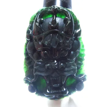 

Grade A rough stone Pure manual sculpture black god beast bibcock pendant necklace charm male style
