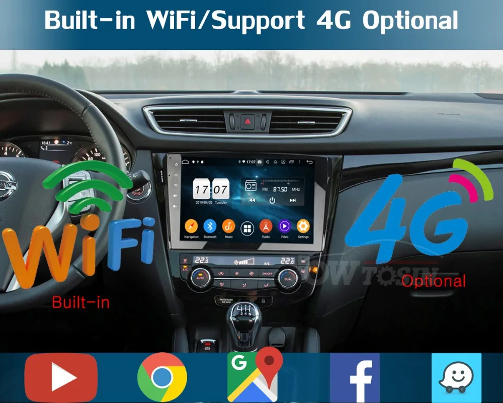 Cheap 10.1"IPS 8 Core 4G+64G Android 9.0 Car DVD Radio GPS Navi For Nissan Qashqai X-Trail AT 2013-2018 DSP CarPlay Parrot BT Stereo 9