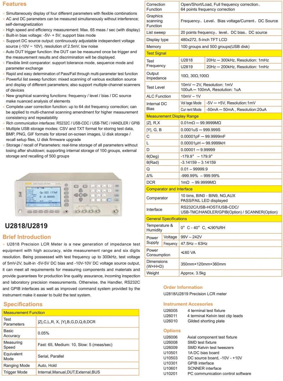 U2819 точность LCR