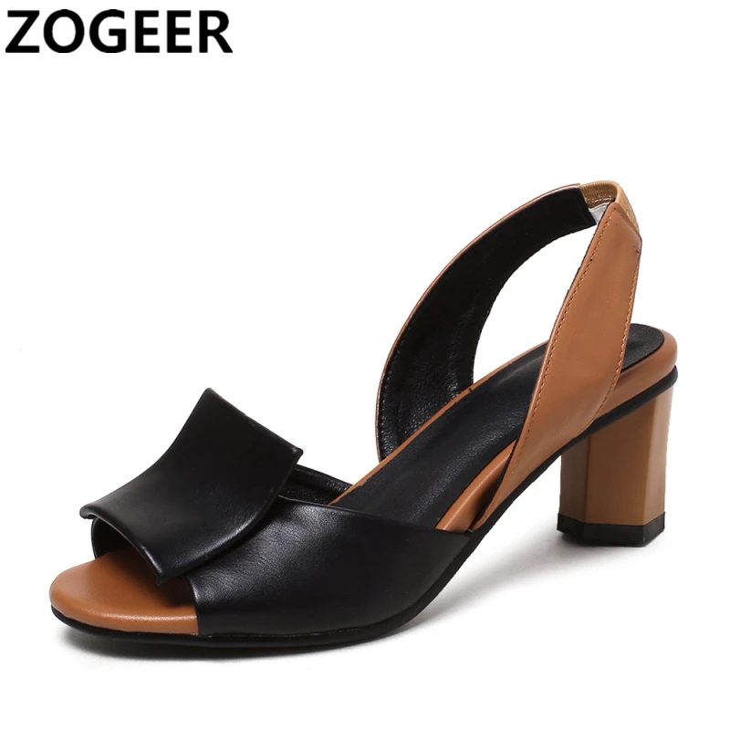 

New 2019 Summer Women Sandals Gladiator Shoes for Women Thick High Heel Sandals Open toe Patchwork Ladies Shoes