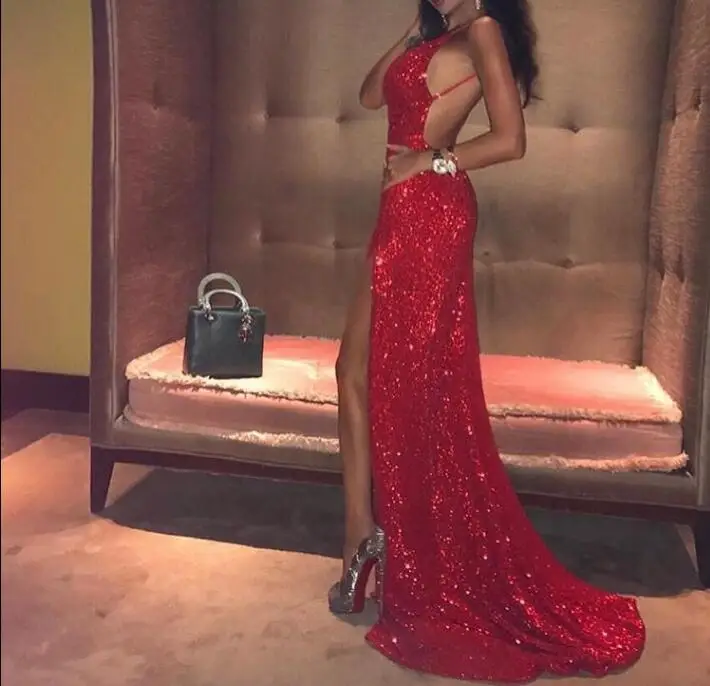 

High Quality Sexy Red Long Summer Dress Celebrity Elegant Night Club Fashion Backless Cocktail Party Dresses Women Bodycon