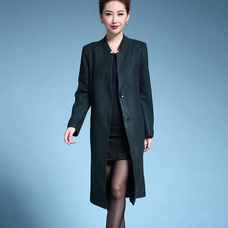 Hot Горячая зимняя женская мода культивировать свою мораль длинные до колена шерсть, шерстяная ткань пальто