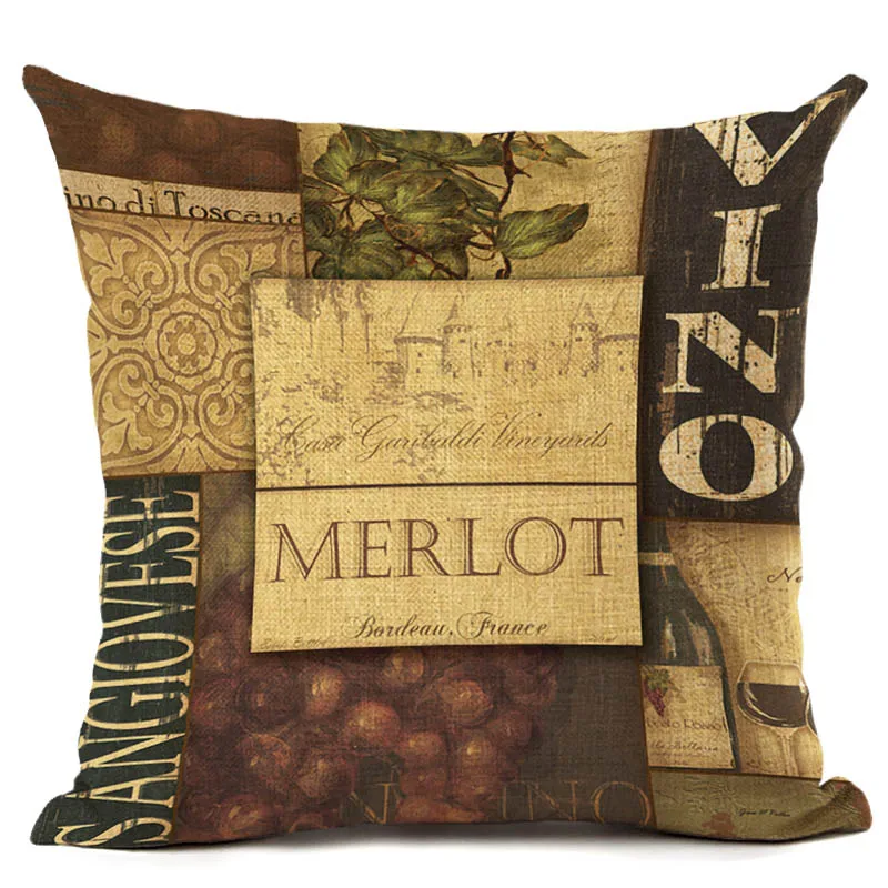 

Grape Wine Pattern Cushion Cover Home Decorative Flower Printing Pillowcase Square 45X45cm Cotton Linen Pillow cover