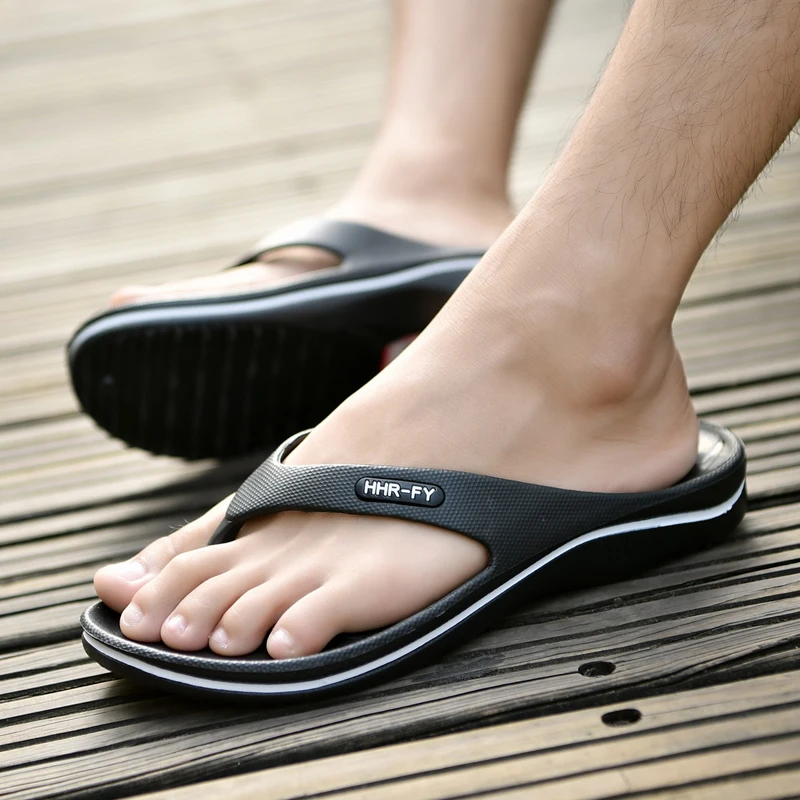

Fashion Men Slippers 2018 Summer Beach Slippers Shoes Men Flip Flops Flat Heels Male Slides Casual Shoes Soft
