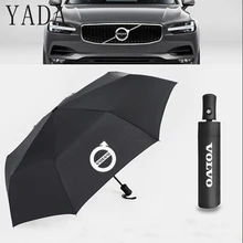 YADA Black VOLVO Audi Mercedes Automatic Umbrella Folding Rain uv Car Logo Umbrella For Women Men Windproof Umbrellas Male YS661