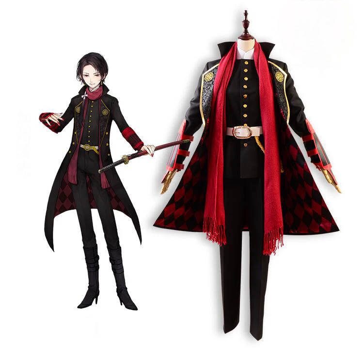 

Anime! Touken Ranbu Online Kashuu Kiyomitsu Gothic Military Uniform Cosplay Costume Halloween Full Suit For Unisex Free Shipping