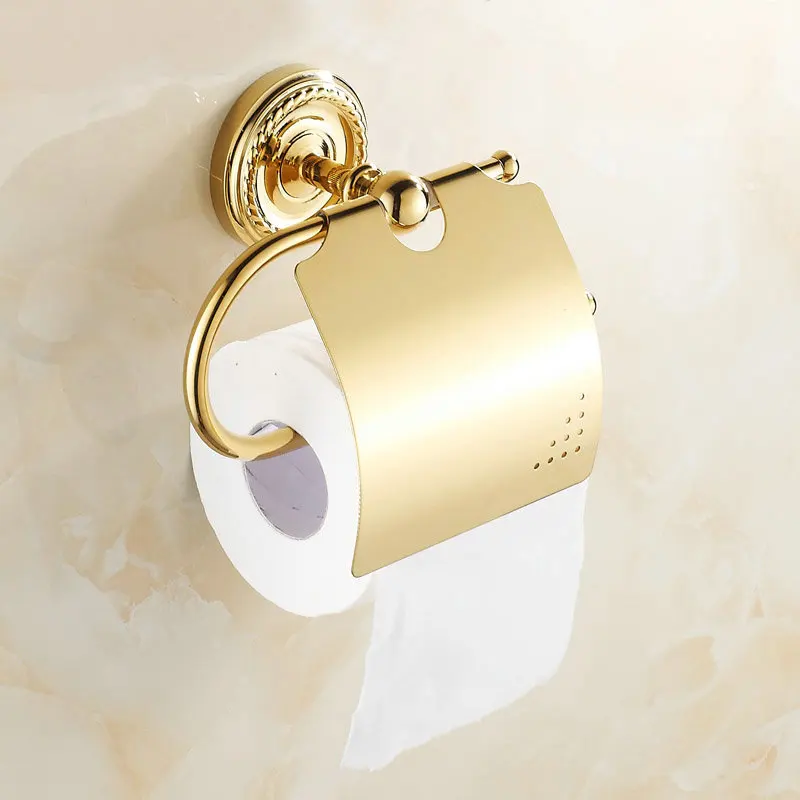 Golden Polished Paper Holders Wall Mounted Bathroom Accessories Paper