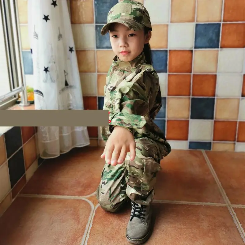 Military Tactical Uniform Combat Army Clothes Child Camouflage Special Forces Soldier Training Militar Wear Clothing Pants Set - Цвет: Sets B Tops pants