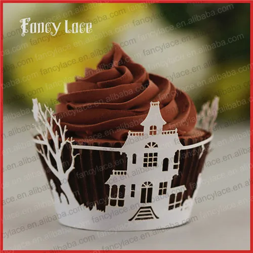 60pcs wholesale halloween decorations laser cut cupcake wrapperfour leave clover birthday table handmade paper