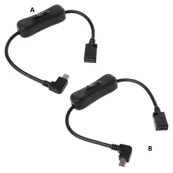 25 см Черный Mini USB мужчин и женщин Расширение линии передачи данных левой правый изгиб зарядная Кабельная линия провода с выключателем ON/OFF