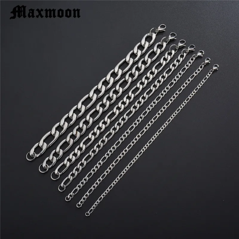 Maxmoon браслеты для мужчин и женщин 3/5/7/9/11 мм Серебряный цвет нержавеющая сталь