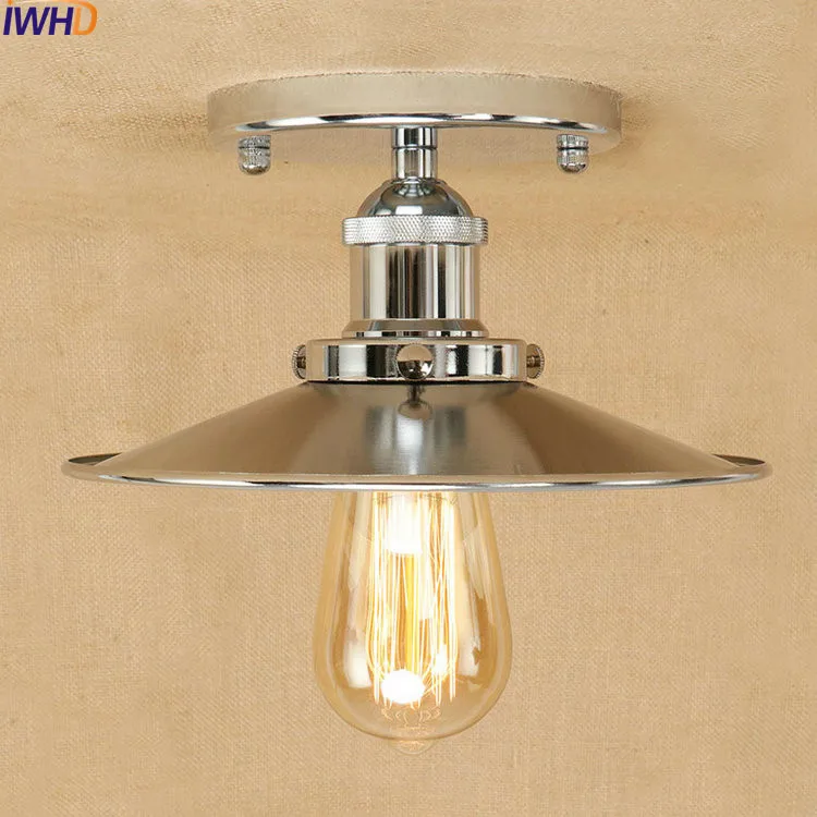 

IWHD Silver Retro Edison LED Ceiling Lights Fixtures Balcony Hallway Industrial Ceiling Lamp Light Fixtures Loft Style Lighting