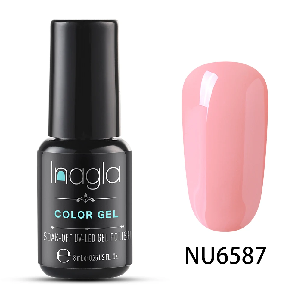 Inagla гель для ногтей 8 мл чистый цвет УФ светодиодный Гель-лак для ногтей долговечный Макарон замочить Гель-лак - Цвет: NU6587