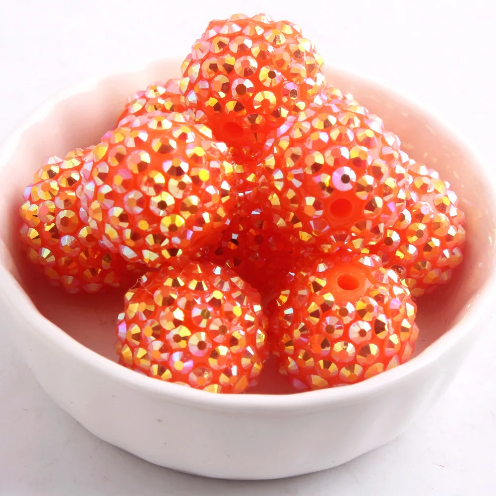Kwoi vita Orange AB Color 12mm/16mm/10mm to 26mm Whoelesales Price Chunky Resin Rhinestone Beads Ball for Kids Jewelry | Украшения и