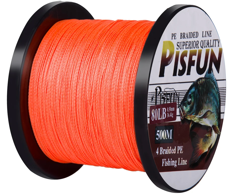 Pisfun 500 м леска супер мощность Япония 4 нити Multifilament PE плетеная леска 12-80LB 6 цветов