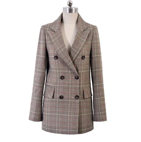 

Drop Sale Friend Lilai Vintage Suit Jacket Elegant Formal Casual Coat Women's Plaid Blazers Geometric