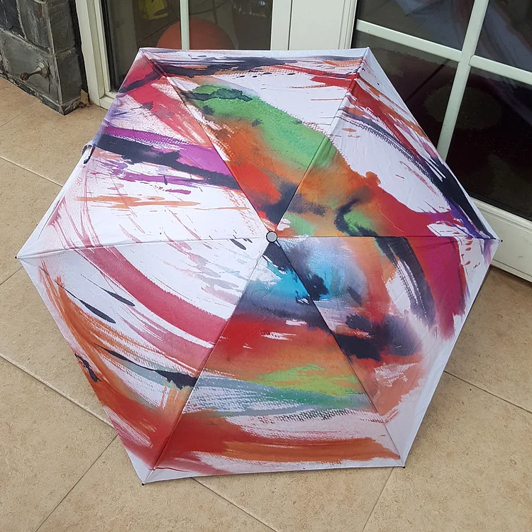 Watercolor painting Umbrella Rain Women Folding Umbrellas Female Sunny five Folding Mini Pocket Umbrella