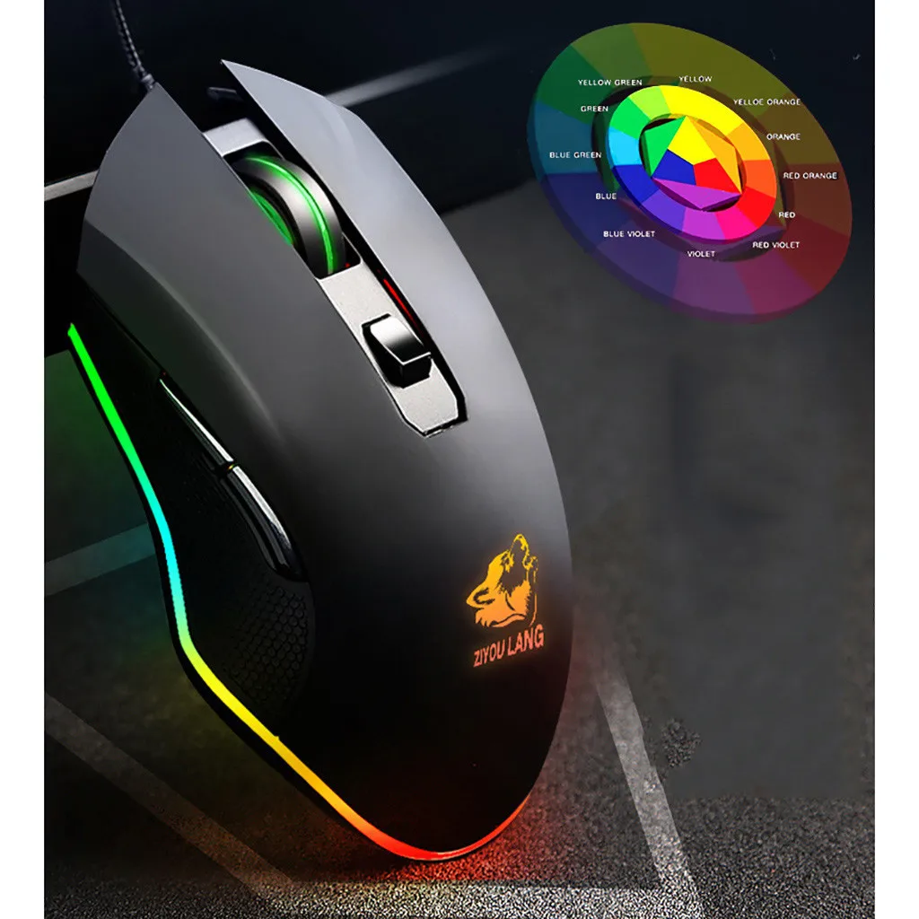 V1 USB 3200 dpi кабель красочный подсветка светодиодный эргономичная игровая мышь для ноутбука ПК беспроводная мышь