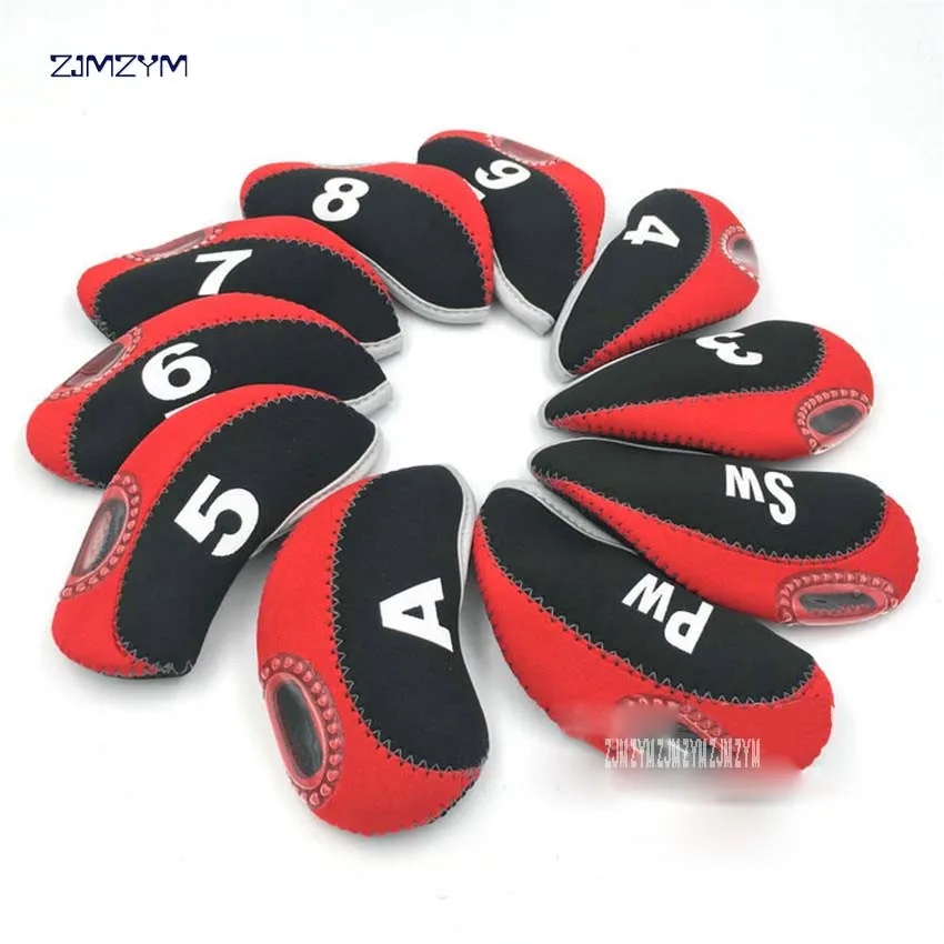 10pcs One Set Neoprene Transparent Window Golf Club Iron Head Covers