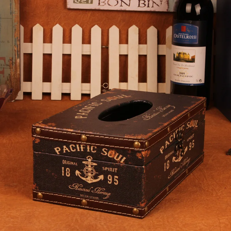 

European Vintage Wooden Tissue Box Desktop Paper Storage Box Table Decoration Holders Automatic Square Paper Napkin Holder ZJ49